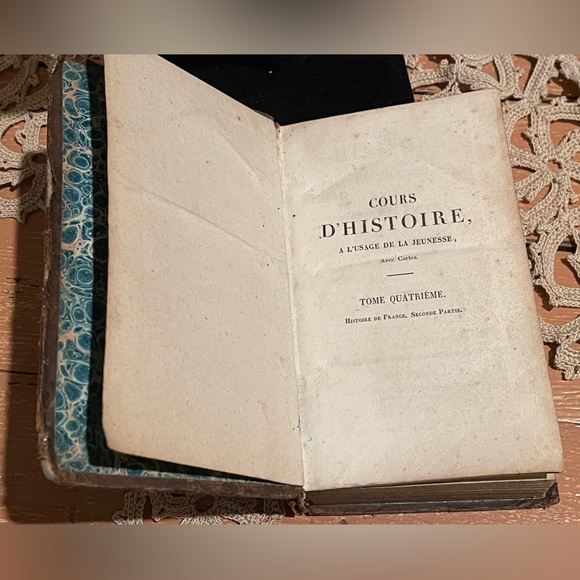 RARE 1825 French Book Histoire History w/Fantastic PULL OUT MAP Cours D’histoire - Picture 6 of 16